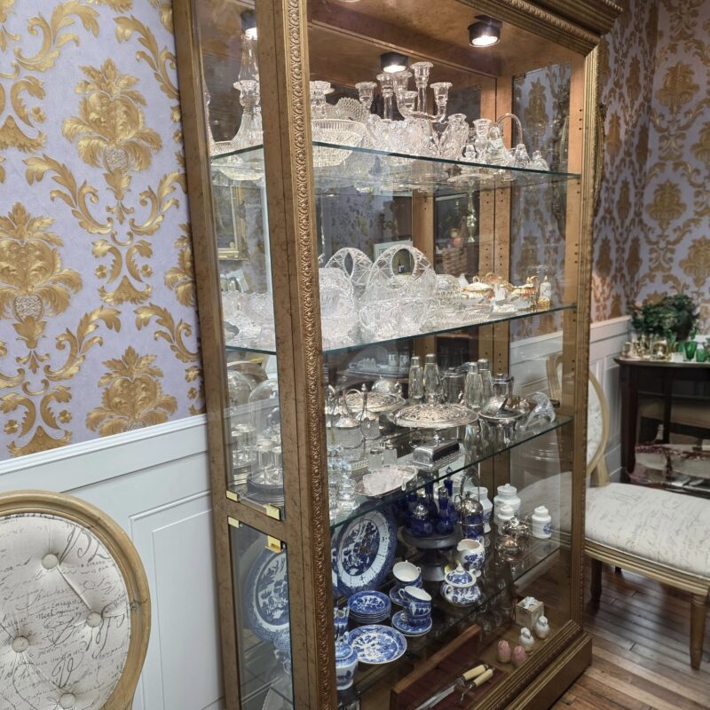 Queen Anne Revival writing desk and chair set with cabriole legs, carved shell motif, and upholstered seat — vintage hardwood furniture.